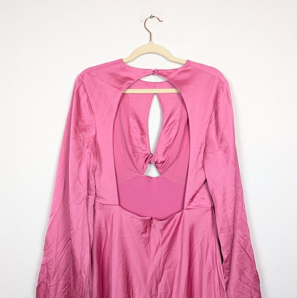 NWT Significant Other Medium Pink Demi Backless Long-Sleeve Column Gown - Picture 5 of 10